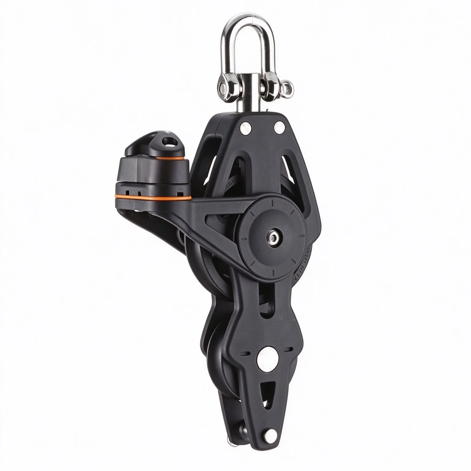 35mm Marine Pulley Block with Cleat, 8mm Rope Single Sheave Swivel Shackle Boat Sailboat Hardware