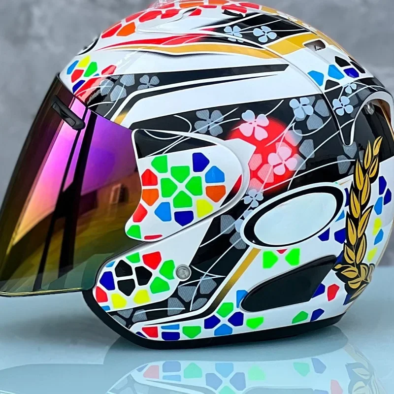 3/4 Open Face Helmet Ram3 Nakagami GP2 Motorcycle Helmet Summer Men and Women Jet Scooter Motobike Half Helmets Cascos Para Moto