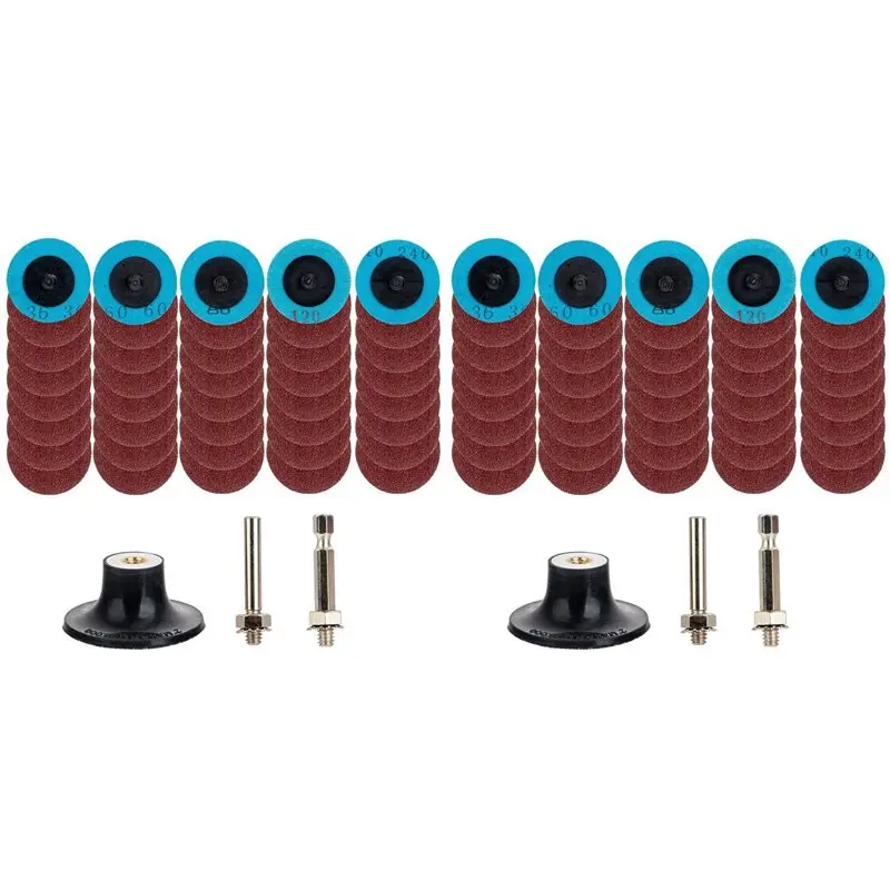 

ABAG 80 шт. Набор быстросменных дисков, 2-дюймовые шлифовальные диски A/O с держателем 1/4 дюйма, диски для поверхностного кондиционирования для шлифовальной машины