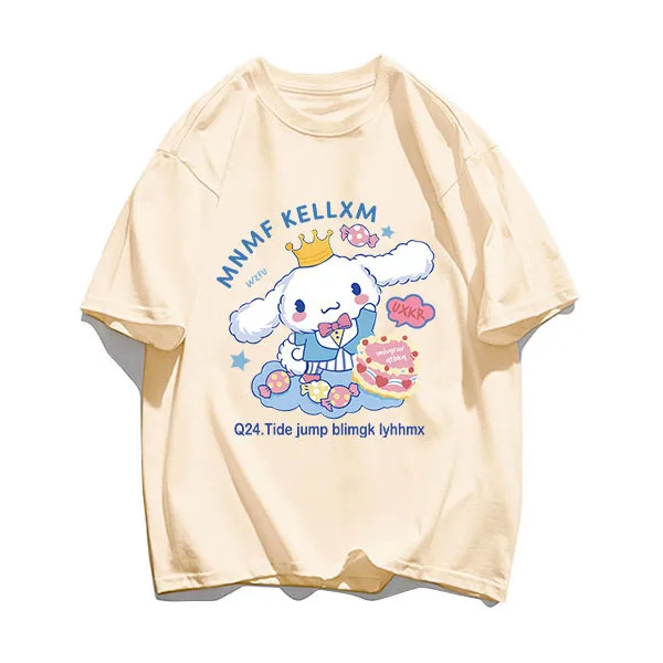 Yugui chien grande oreille chien T-shirt pur coton T-shirt pour filles et enfants dessin animé mode à manches courtes Y2k Style doux haut