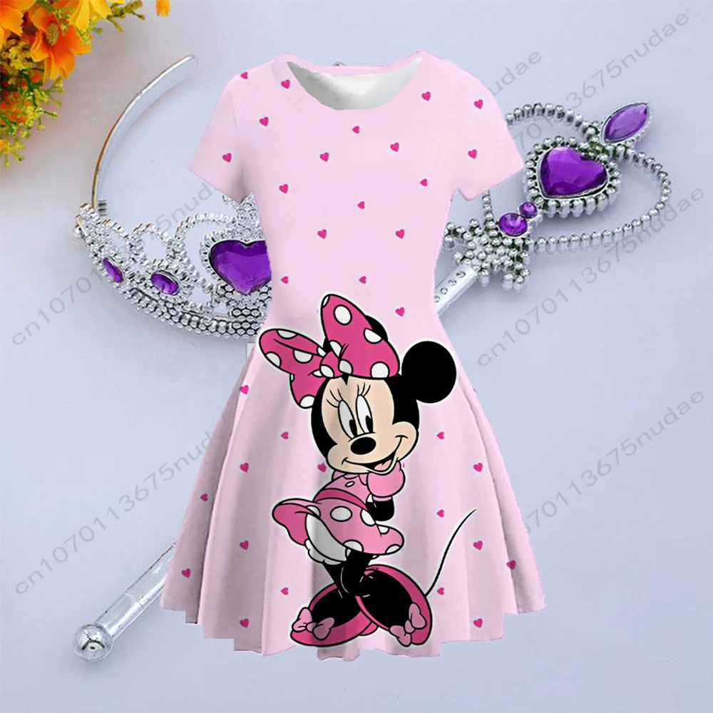 Casual and comfortable cartoon Minnie print fairy tale series cute funny colors rich cute characters girl dress