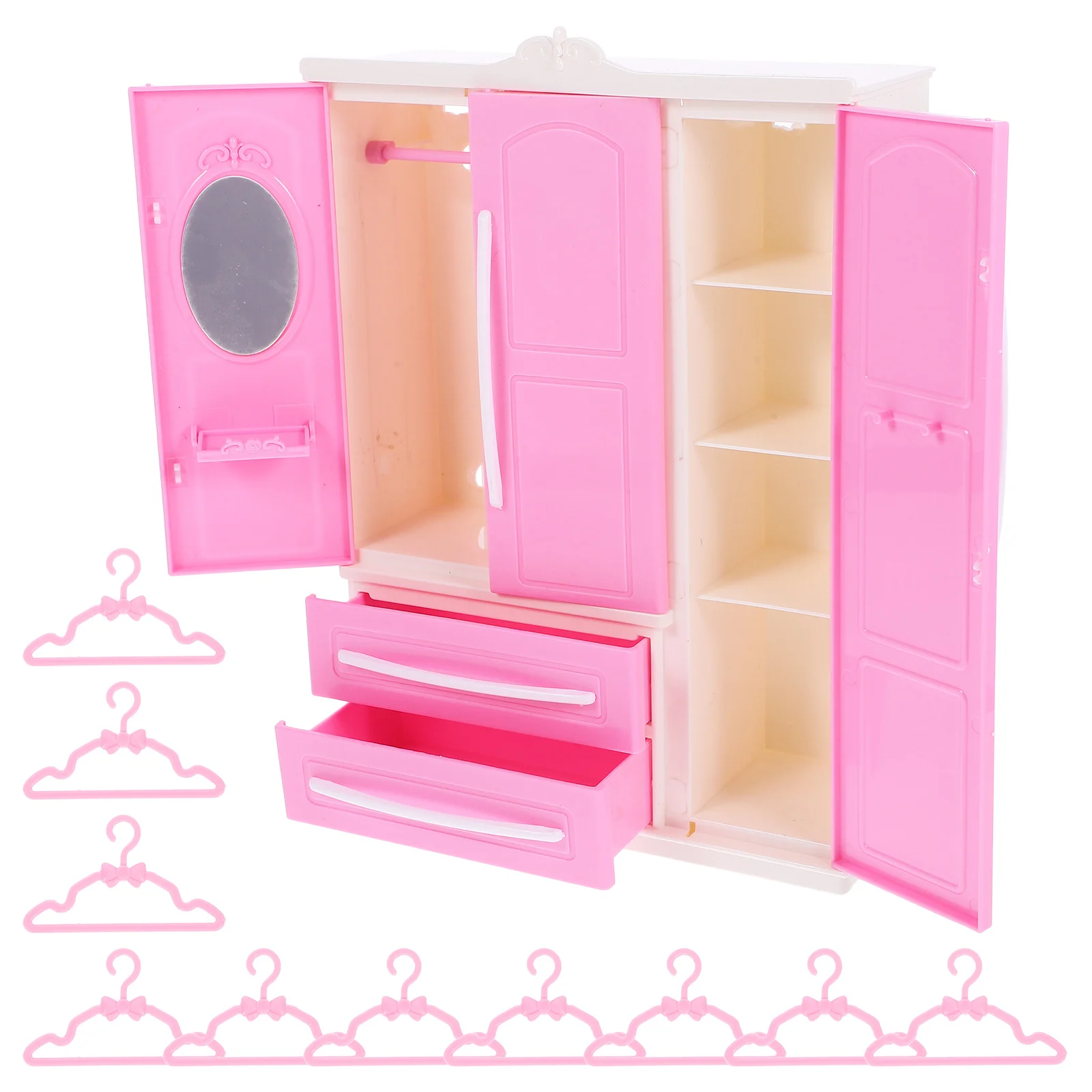 Mini Garderobe Miniatuur Meubilair Model Hanger Plastic Jurk Houder Dolly Kleding Huis Prop Kast