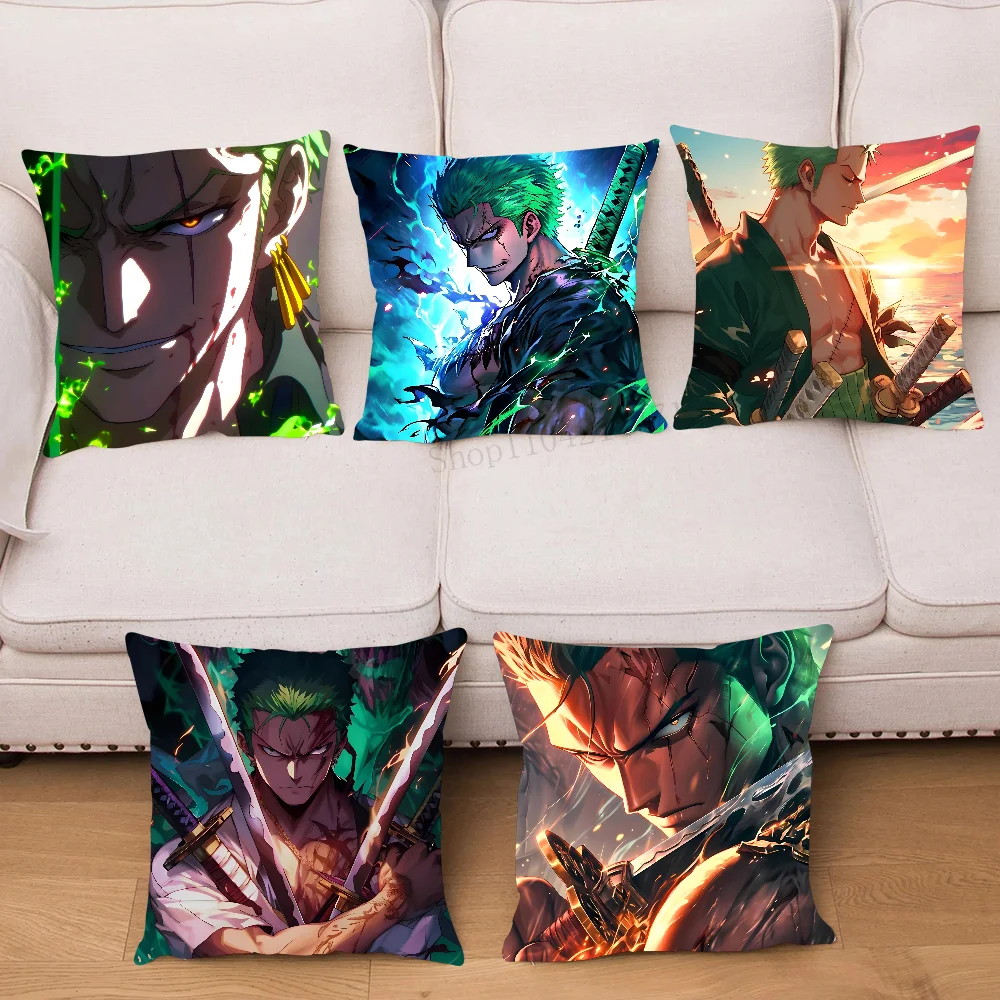 Roronoa Zoro O-One P-Piece Anime Pillow Case Square Pillow Bedroom Sofa Leisure Comfort Cushion Car Living Room Home Decoration