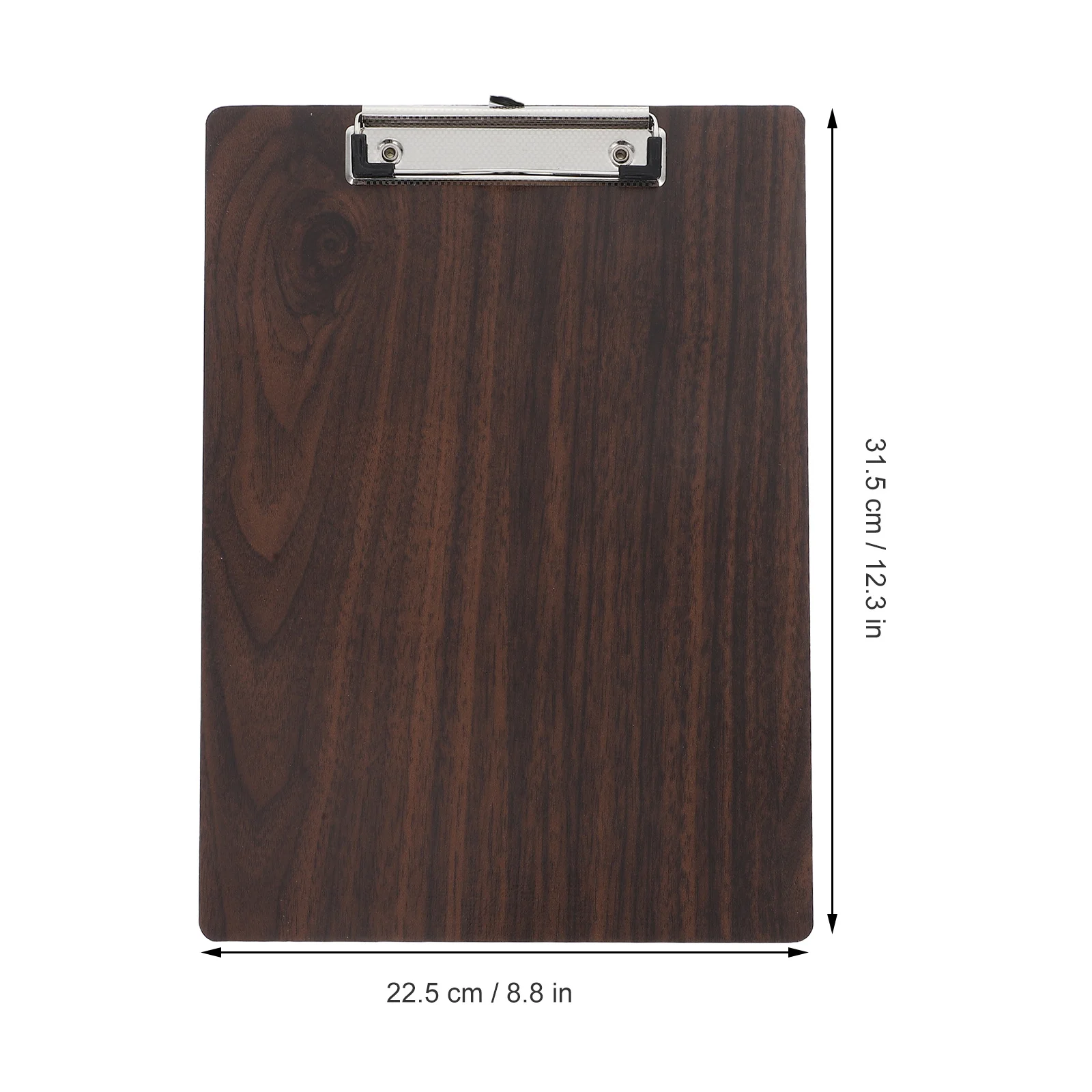 Wood Clipboard Portable A4 Size Lightweight Writing Board Walnut Grain Metal Clip Retractable Hanging Ring For