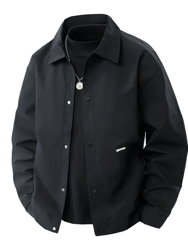 American high street design vintage workwear jaet masculino primavera outono gola flip retro versátil outerwear fibra de poliéster