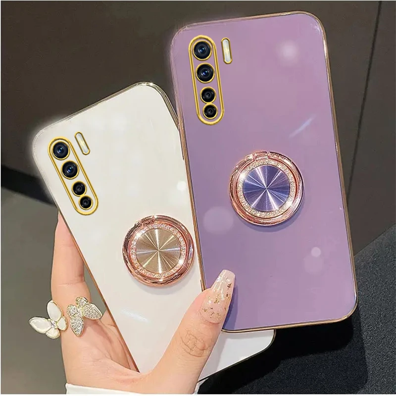 A 91 Diamond Bling Ring Holder Case On For Oppo A91 OppoA91 Stand Cover