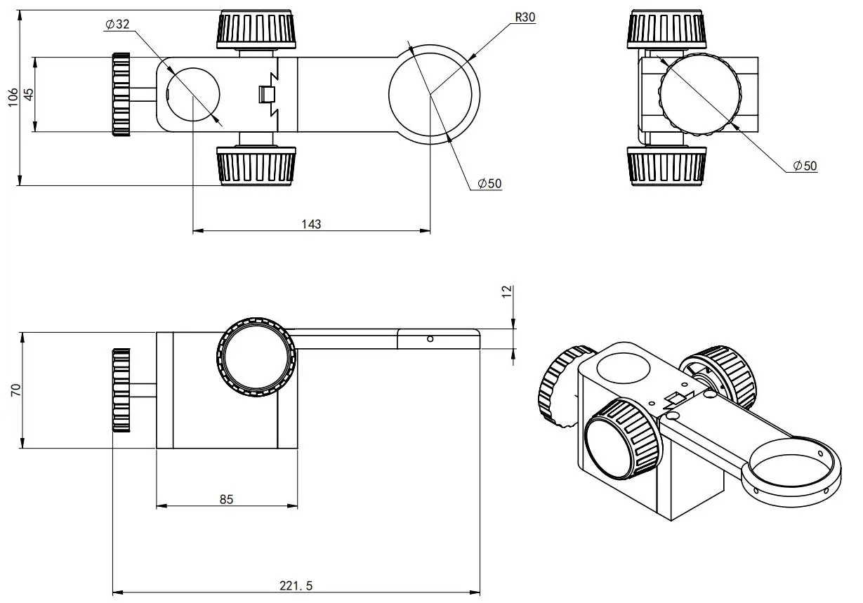 Microscopio a fuoco grosso con supporto per microscopio video digitale 330 * 300 * 318 mm con luce trasmittata