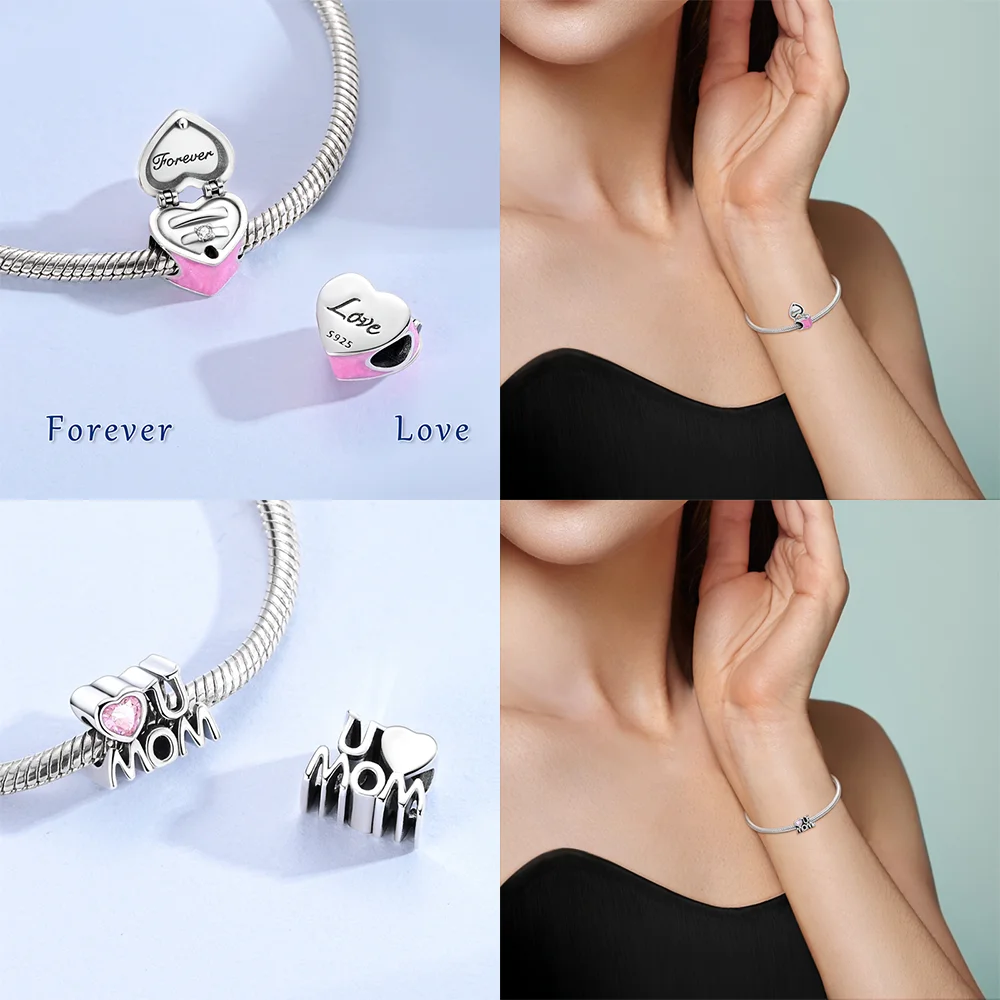 Silver-Plated Infinity Knot Heart Charm Bead for Bracelets