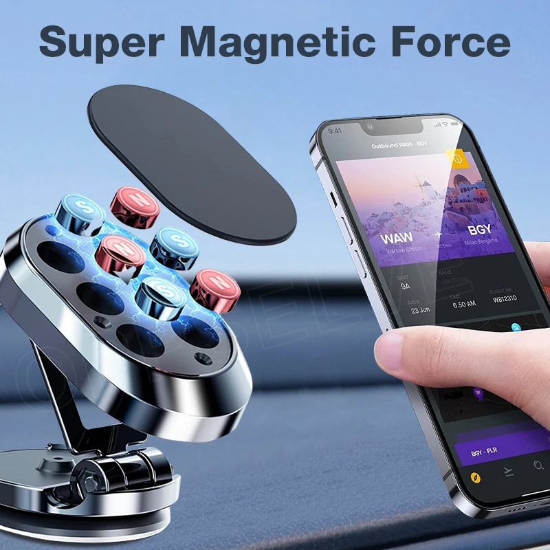 Magnetic Car Phone Holder Strong Magnet Mount Cell Phone Stand 360 Rotatable Stand For iPhone 14 Xiaomi Huawei Samsung Oneplus