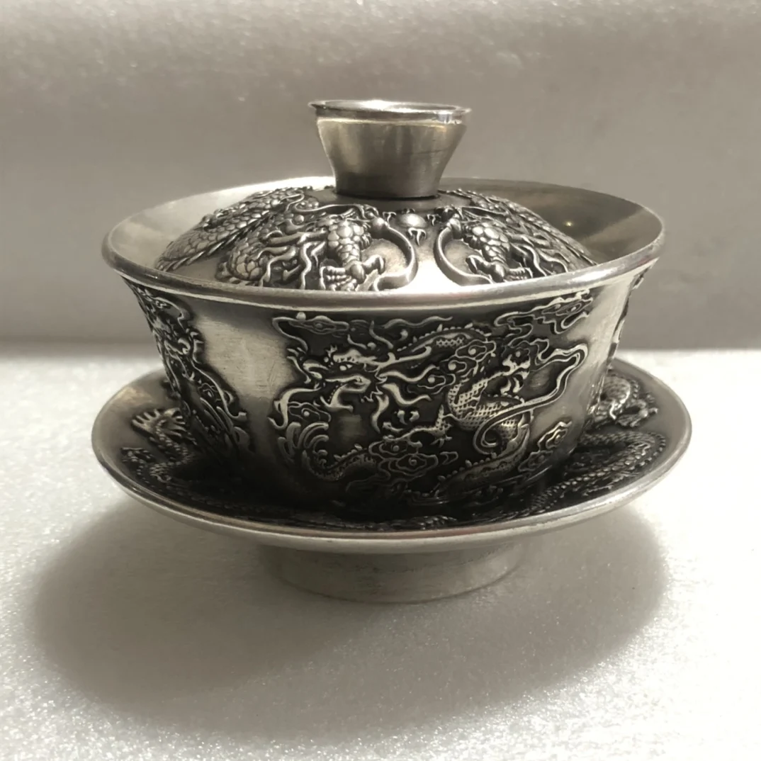 China pure copper silver plated three sets of Kowloon tea home decoration