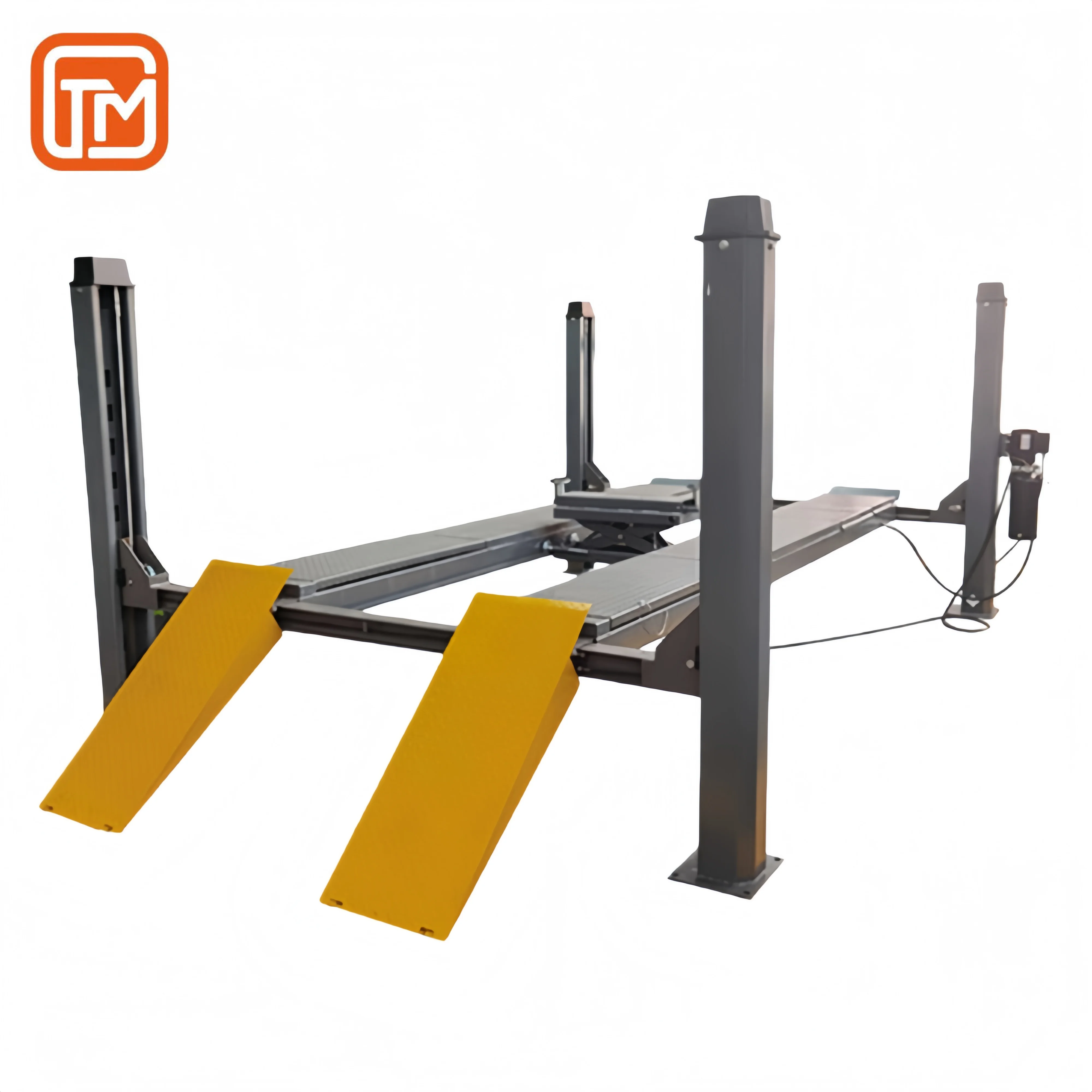 [Hot Sale]Double Cylinder Hydraulic 4-Post Truck Lift Wheel Aligner Skid Plates 4 Ton Capacity 1700MM Lift Height