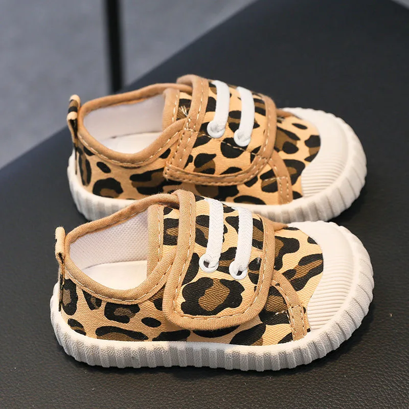 Zapatos de lona para niño y niña, zapatillas de deporte cómodas y suaves, clásicas, informales, con patrón de leopardo