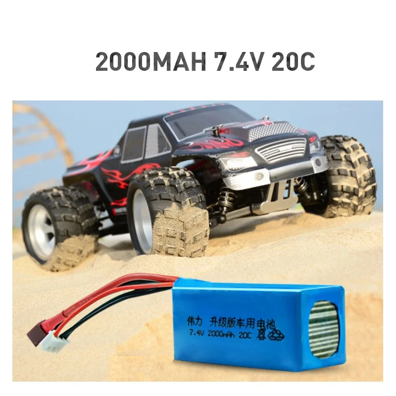 Upgrade 2000mah 7.4v Battery Charger Sets For A949 A959-B A969-B A979-B K929-B Remote Control Car 2s LiPo Battery For Wltoys car