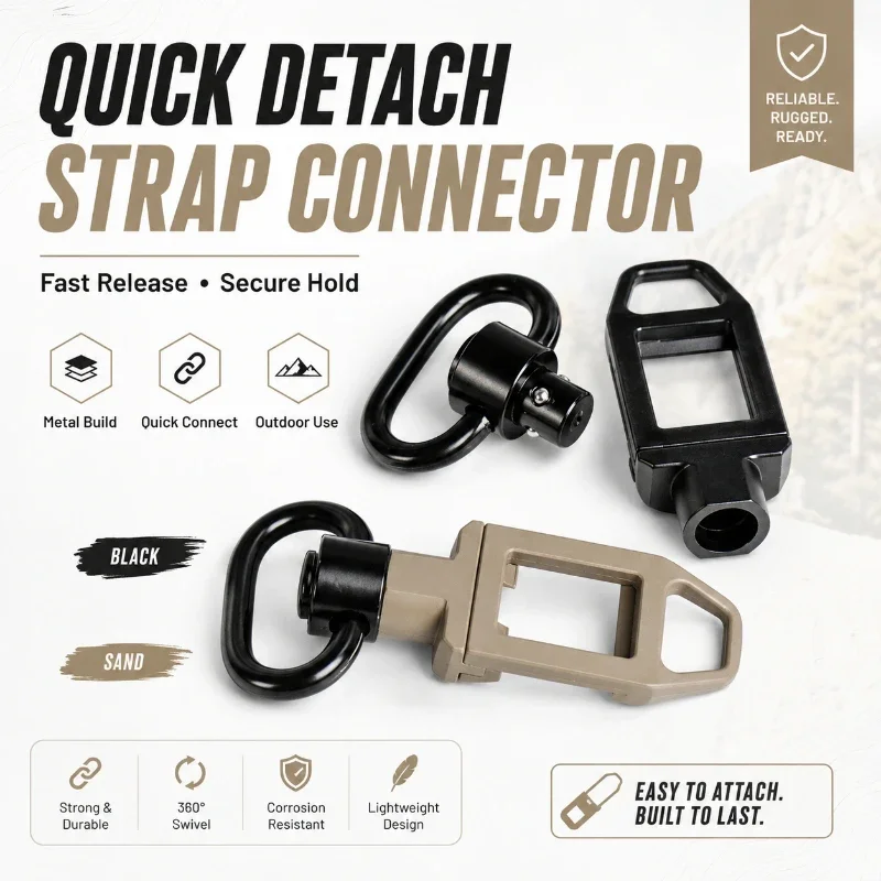High‑Load Strap Connecting Buckle 20mm Rail Mount Rotatable Lanyard Fitting Compact Outdoor Hardware Component