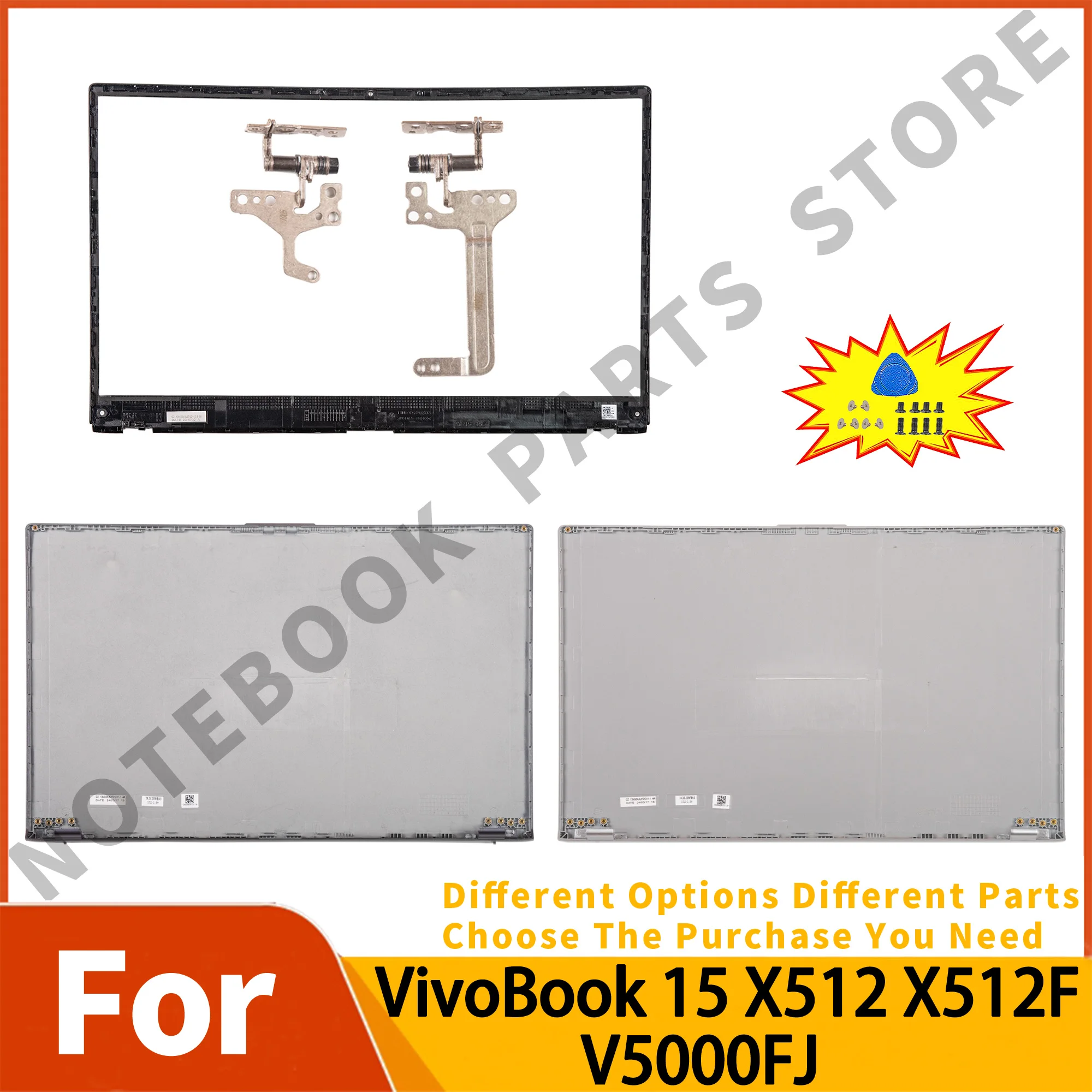 

NEW Cover For VivoBook X512 X512FA X512DA X512UA X512UB V5000FJ V5000DJ Plastic LCD Back Cover/Frame Bezel/hinges 15.6inch