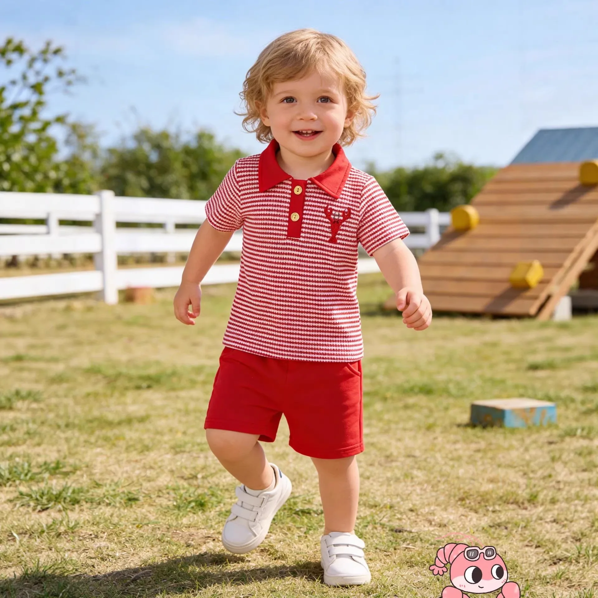 conjunto-de-verao-para-bebe-masculino-com-listras-vermelhas-e-brancas-camisa-polo-bordada-com-lagosta-shorts-conjunto-de-duas-pecas-casual