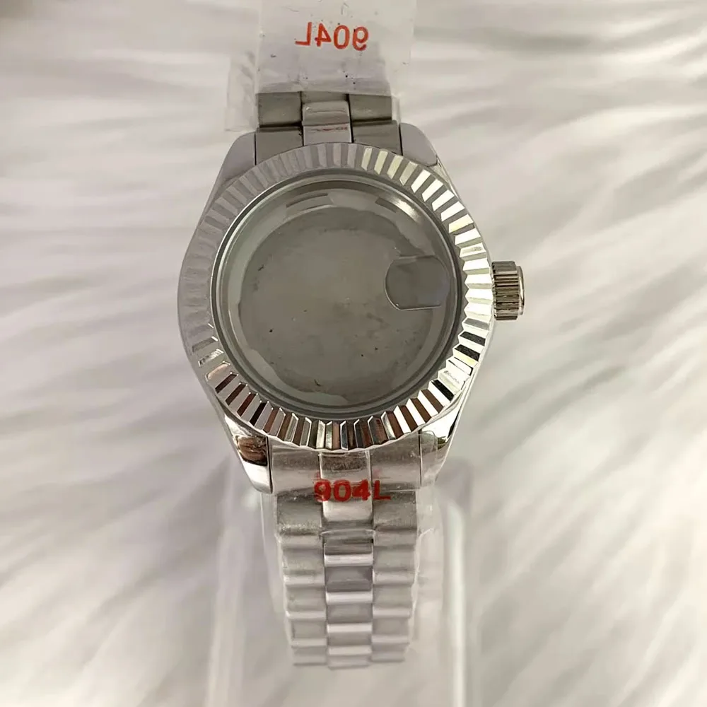 

28mm Watch Case + Bracelet, Sapphire Glass Steel Case With Watch Strap for NH05 Automatic Movement, Watch Shell Fit 20mm Dial