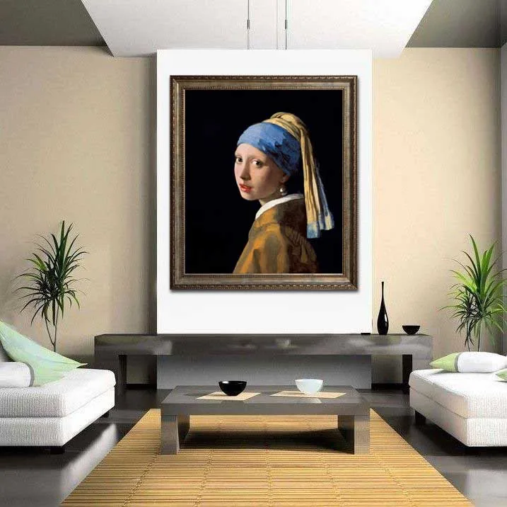 Hand painted famous oil painting reproduction of The Girl with a Pearl Earring by Johannes Vermeer custom portrait painting