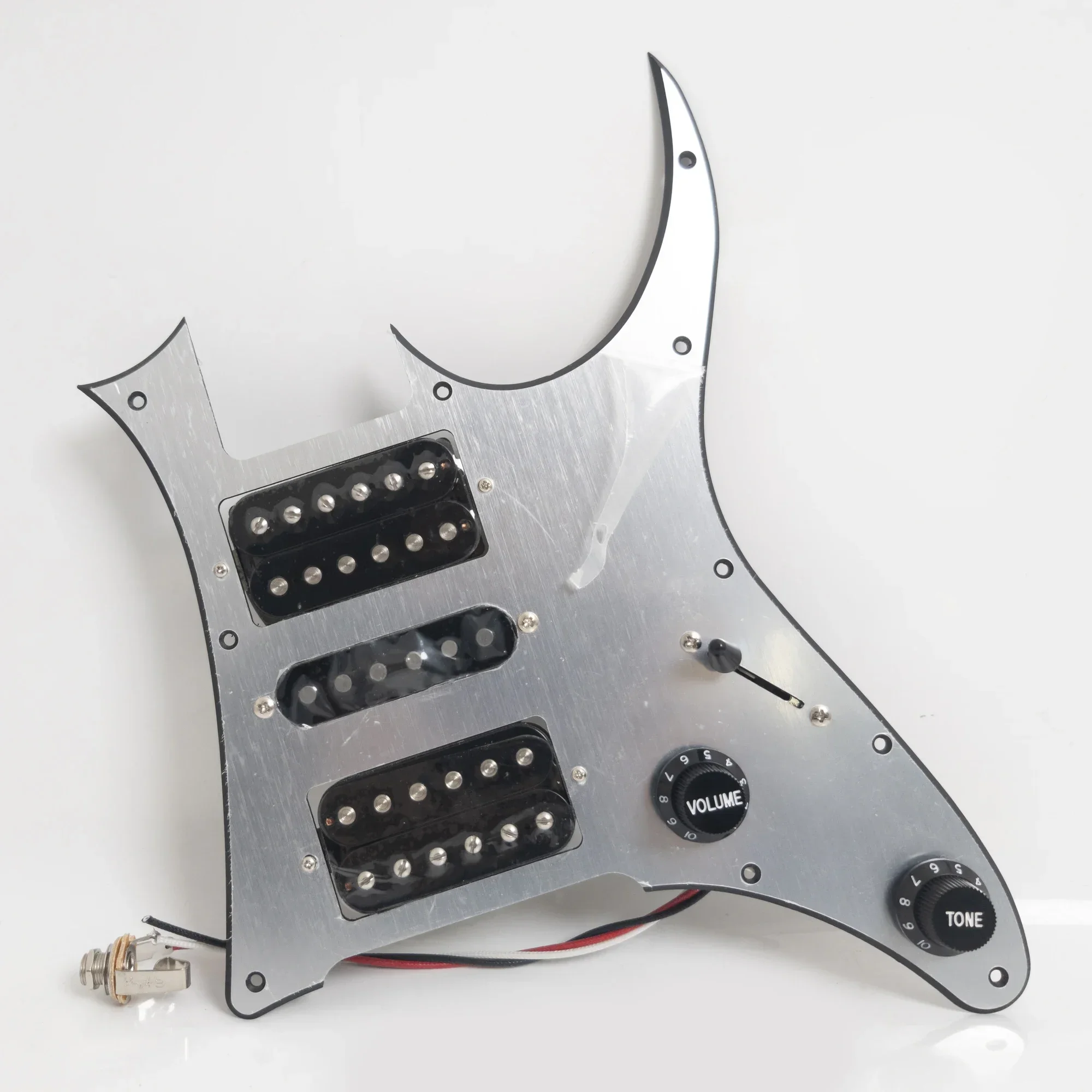 HSH Guitar Prewired Loaded Pickguard With Ainico 5 Humbucker Pickups Set For RG Electric Guitar Mirrored silver brushed texture