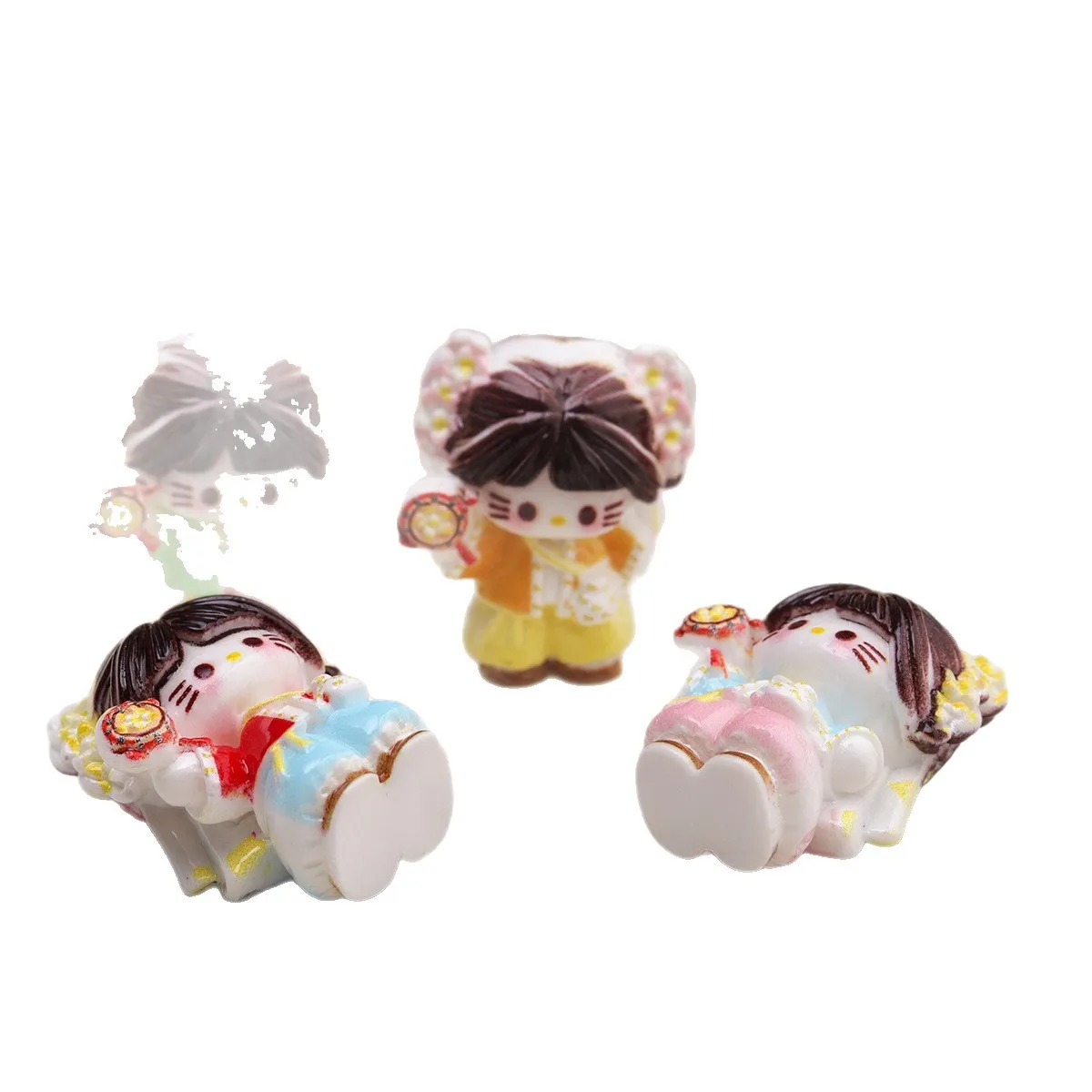 قطعتان من إكسسوارات الراتنج الكرتونية ثلاثية الأبعاد من Miniso، علبة غير المرغوب فيها ذاتية الصنع، مستلزمات الحرف اليدوية المصغرة