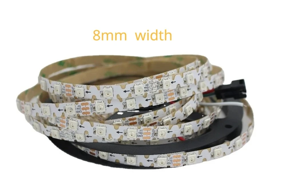 WS2812B S Shape Led Strip 5V 1/2/3/4/5M Bendable Type Addressable 6mm 8mm PCB WS2812 RGB LED Pixel Strip 60pixels/m full color