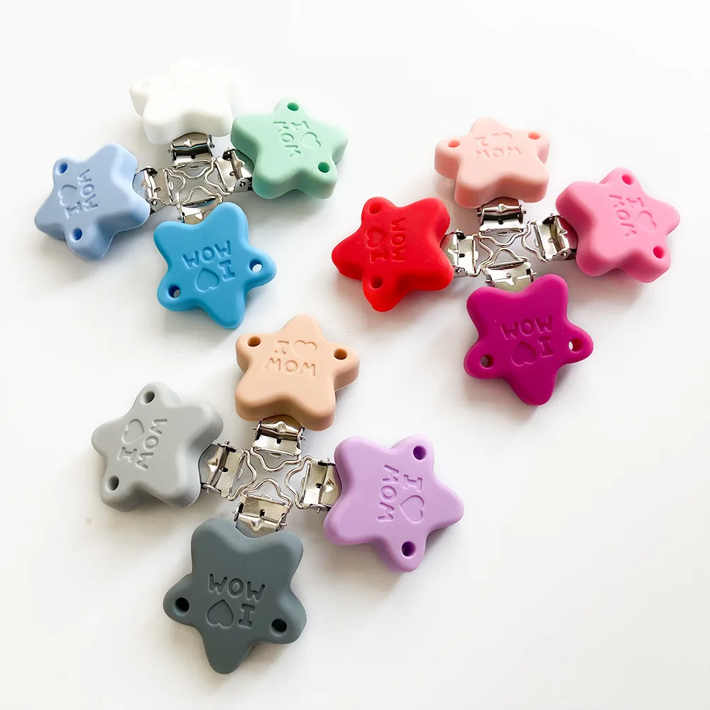 10pcs Silicone Pacifier Chain Clips DIY Baby Teething Toys Teether Clips Necklace Bead Tool Nurs Gift Nipple Chain Accessories