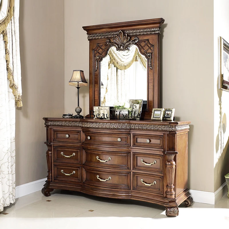 

American dressing table, household dressing cabinet, all solid wood