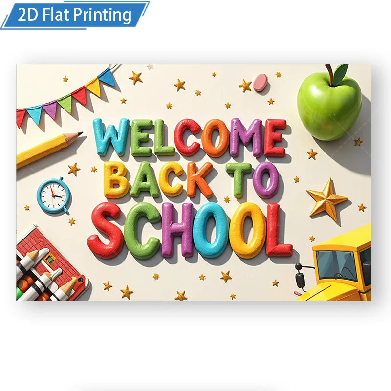 قطعة واحدة من نسيج الحائط مرحبًا بكم في العودة إلى المدرسة، نسيج حائط ثلاثي الأبعاد - ديكور فصول الدراسية الملون لغرفة الأطفال #2