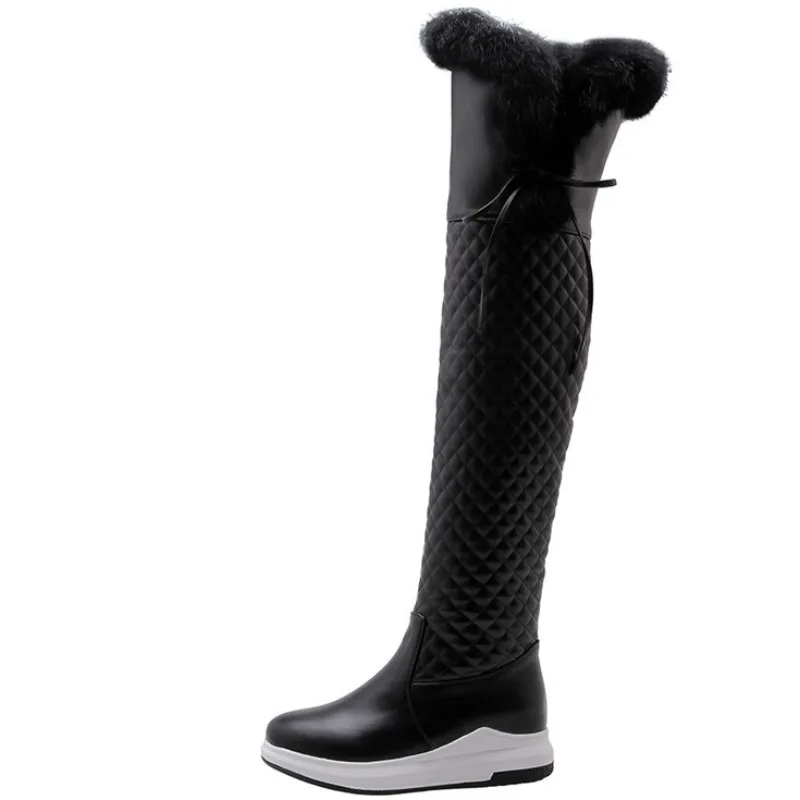 Warm Fur Snow Boots Women 2024 Winter Shoes Black White Over Knee High Boots Ladies Waterproof Plush Long Boots Female Brand