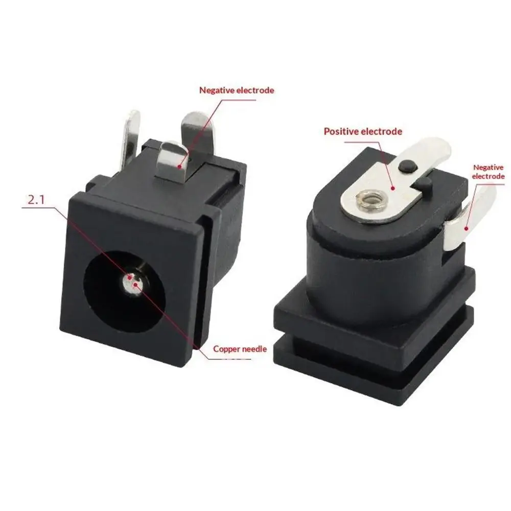 10Pcs 5.5x2.1mm 5.5x2.5mm 6.5x3.0mm Female DC Power Jack 3Pin Black Charging Port Connector Through Hole Mounting Plastic Metal