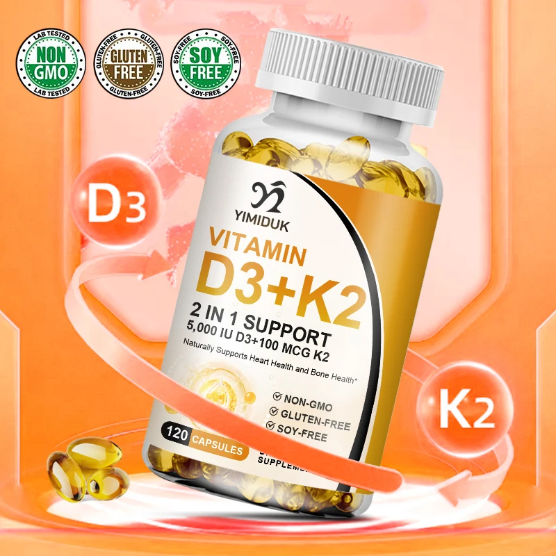 

YIMIDUK Vitamin D3 K2 Softgels, Promotes Bone Strength, Supports Calcium Absorption, Heart Wellness & Immune Function Daily