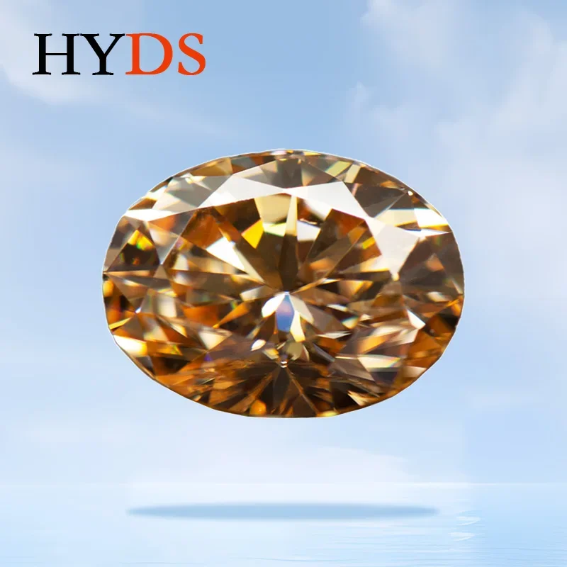 

Moissanite Stone Gemstone Champagne Color VVS1 Oval Cut for Top Charms Jewelry Beads DIY Making Materials with GRA Certificate