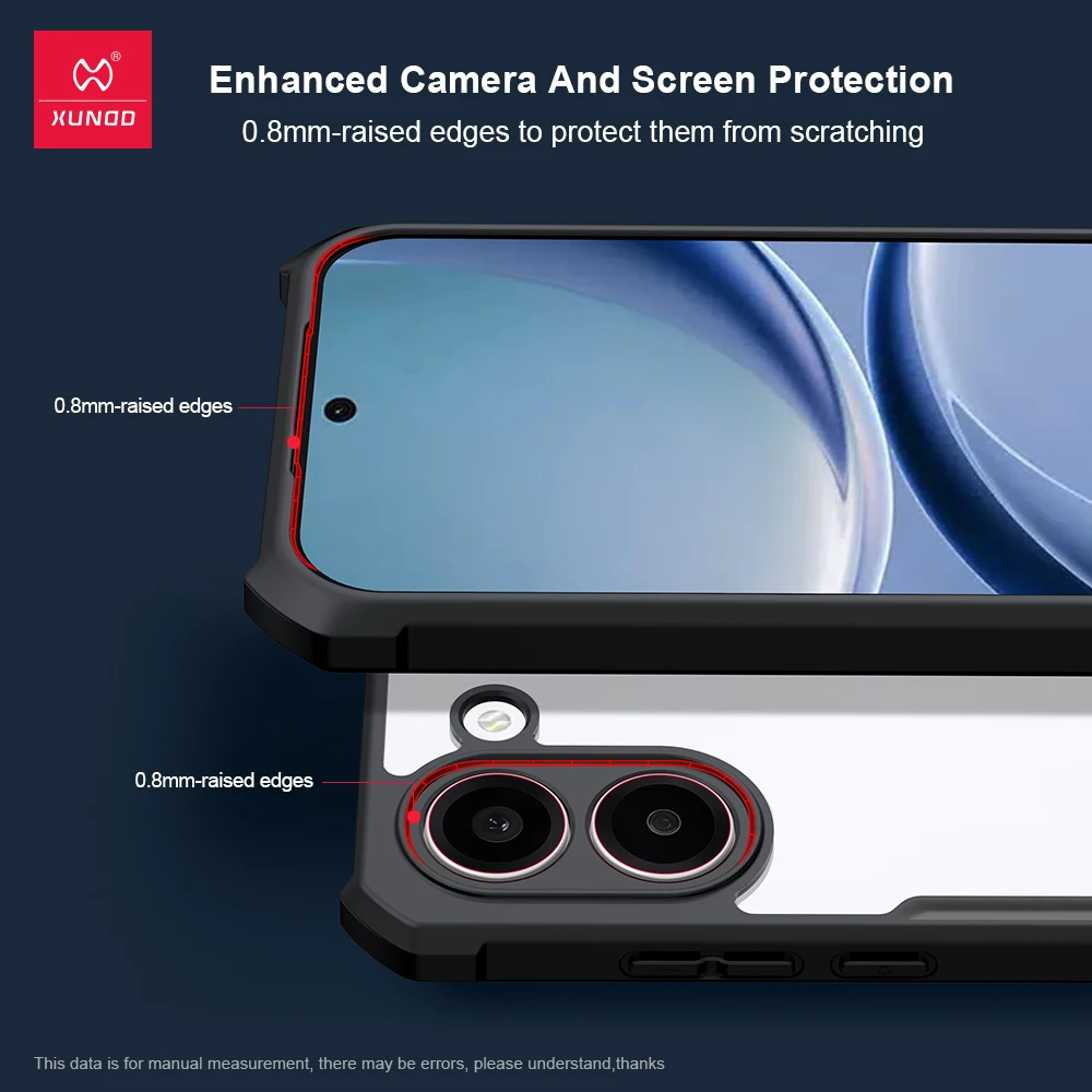 Etui XUNDD do serii POCO X8 dla Redmi Turbo 5, przezroczyste akrylowe etui TPU odporne na wstrząsy z narożnikami z poduszkami powietrznymi i ochroną obiektywu aparatu. — zdjęcie produktu 3