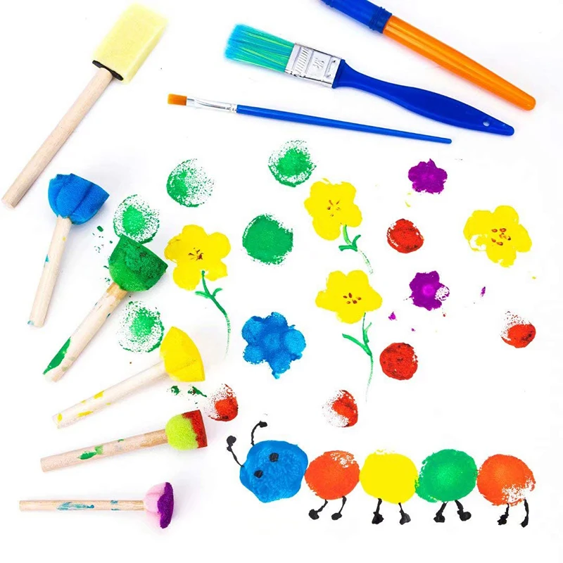 Painting Sponge Brush Set Children Drawing Toys EVA Stamp Art Rubbings Graffiti Roller Tools Early Education DIY Puzzle Toy TMZ