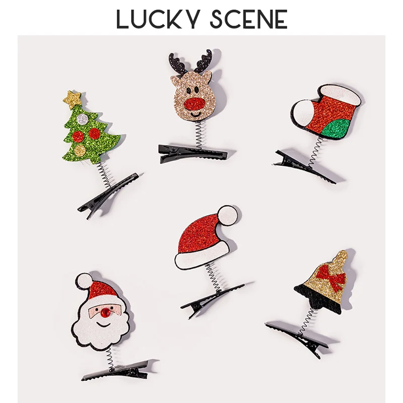 Christmas Hairpin Jewelry Girly Festive Snowman Top Clip Simple Elk Gift Box S01499