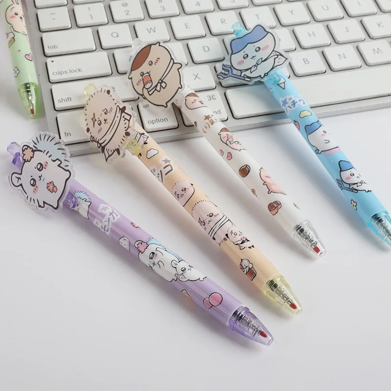 6pcs Kawaii Chiikawa 프레스 젤 펜 쓰기 귀여운 0.5mm 검정 잉크 중립 펜 프로 모션 선물 사무실 학교 용품