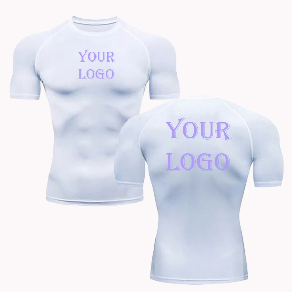 Brand Custom Printed Compression Tshirts for Men You Own Design Short Sleeve Gym Workout Quick Dry Athletic T-Shirt Running Tops