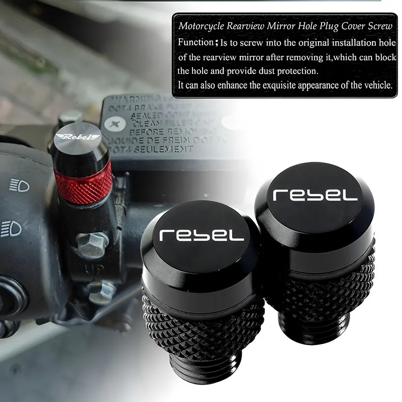 CNC para Honda REBEL 1100 DCT Rebel 500 300 CMX 300 CMX500 CMX 1100 espejos de motocicleta agujero tornillos tapas espejo agujero cubierta