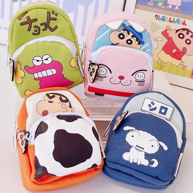 

Kawaii Crayon Shin Chan MINI Coin Purse Cartoon Girl Student Carry-on Storage Bag Canvas Zipper Double-layer Pendant Bag