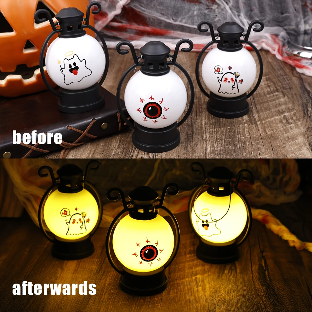 Halloween Mini Night Light Battery Powered Portable Windprooff Luminous Lantern Festival Party Halloween Home Crafts Decorations