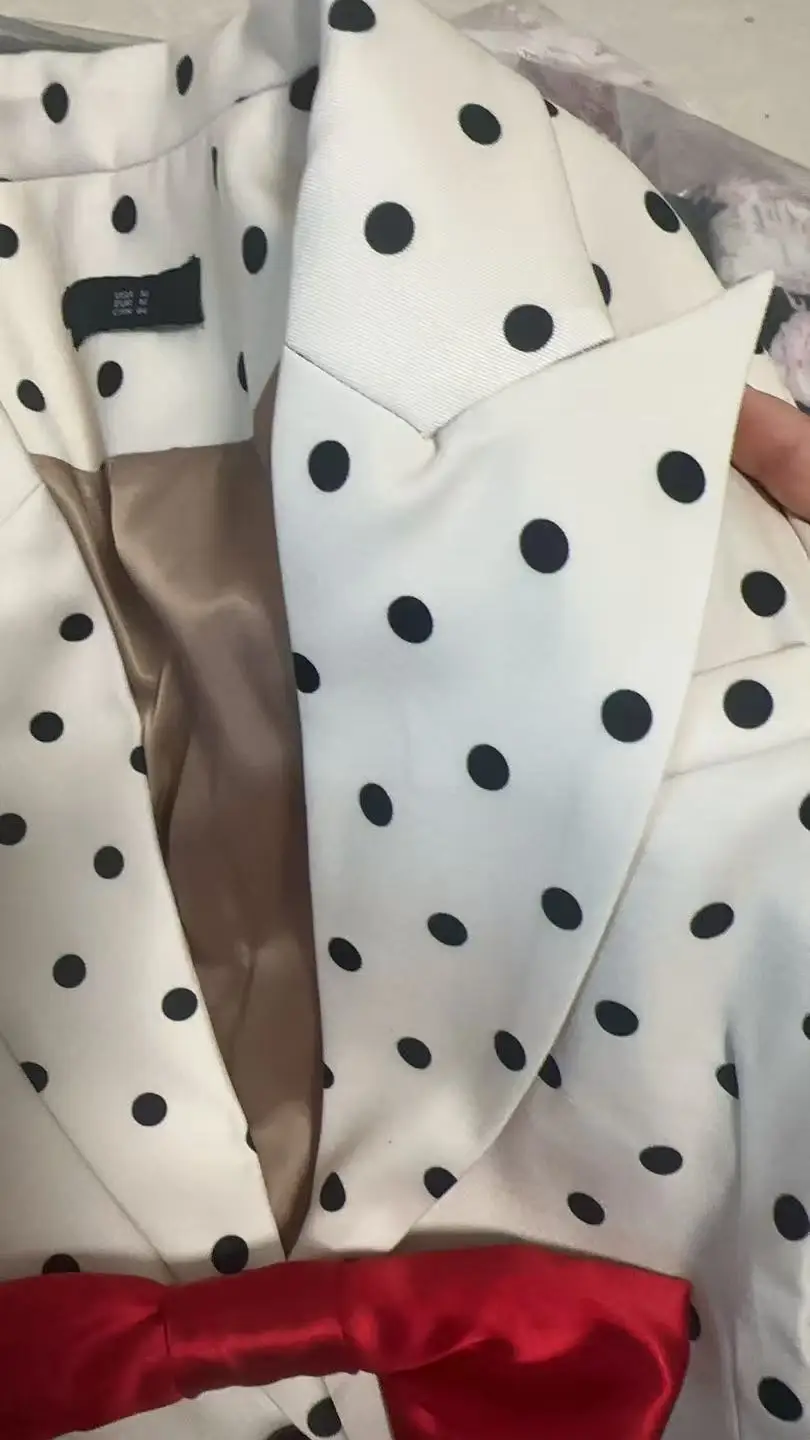 Manteau Blazer Chic à pois pour femmes, Style français, Niche haut de gamme, Unique, nœud papillon, mode, veste de costume courte polyvalente