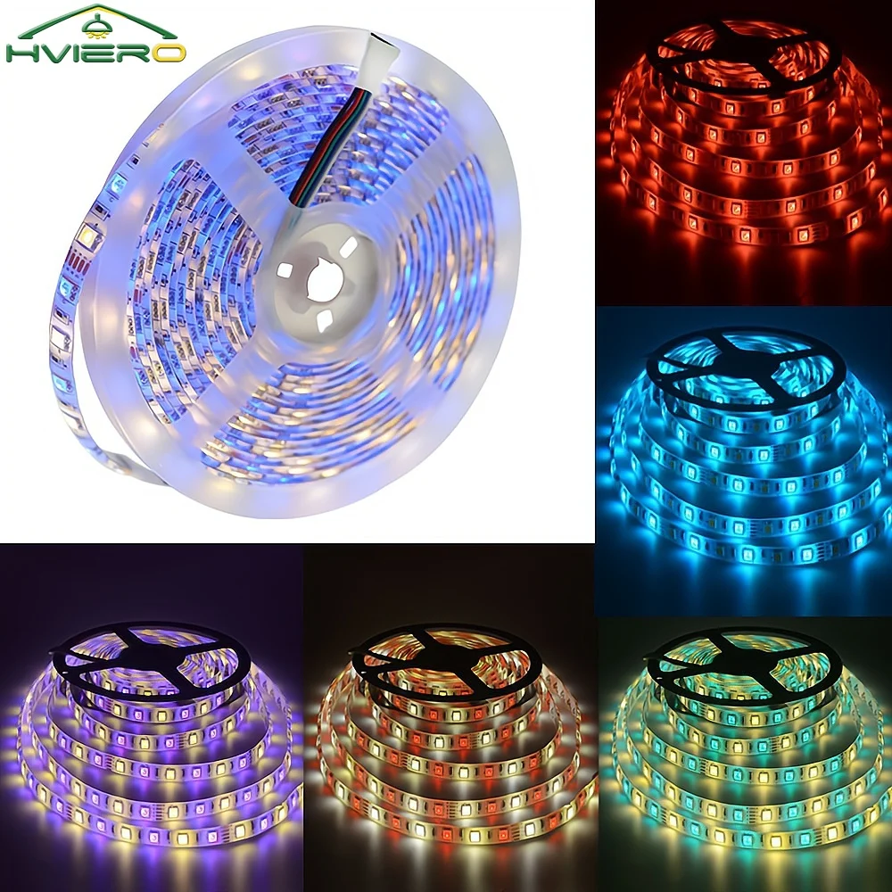 5m 5050SMD 300Led RGB White Led Strips Ambient Light Flexible Lamp Home Holiday Wall Lamping Garden Background Decorative DC 12V