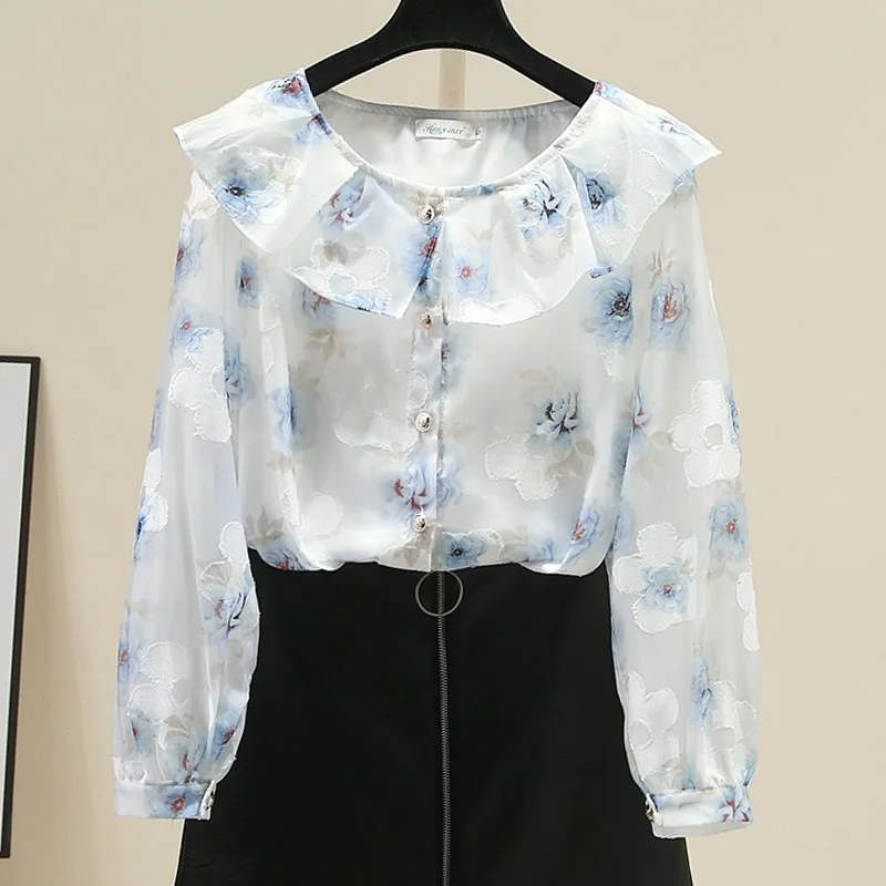 

Women Shirt Blouse New Long Sleeve Doll Collar Elegant Print Shirt Blouse Women Tops Blouses Shirts Blusas Para Mujer 2025 Q647
