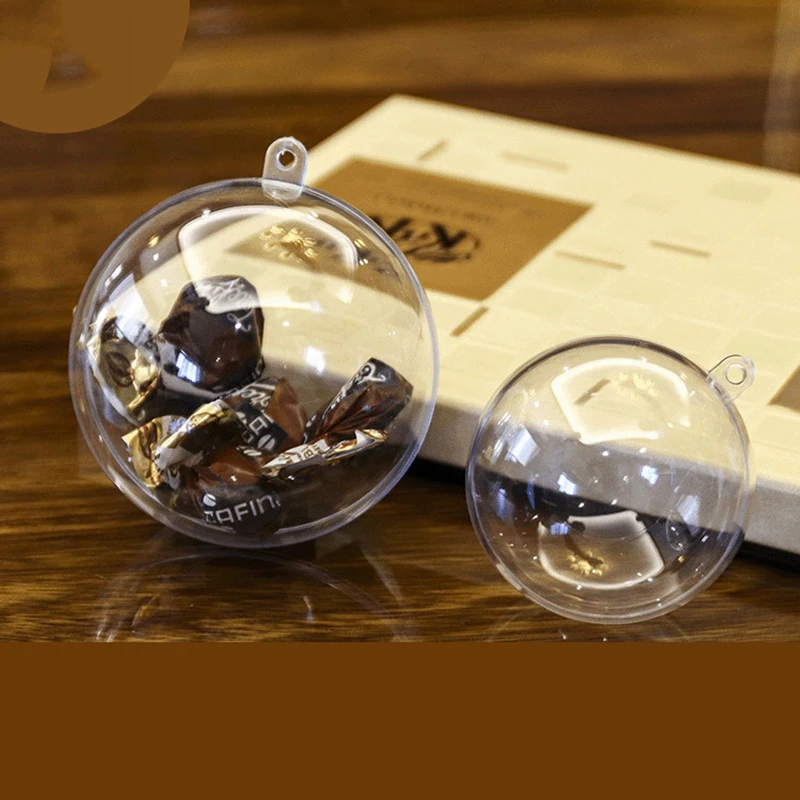 Fillable Christmas DIY Acrylic Hollow Hanging Ball Ornaments Ball Transparent Ball DIY Crafts for Wedding Party Decorations