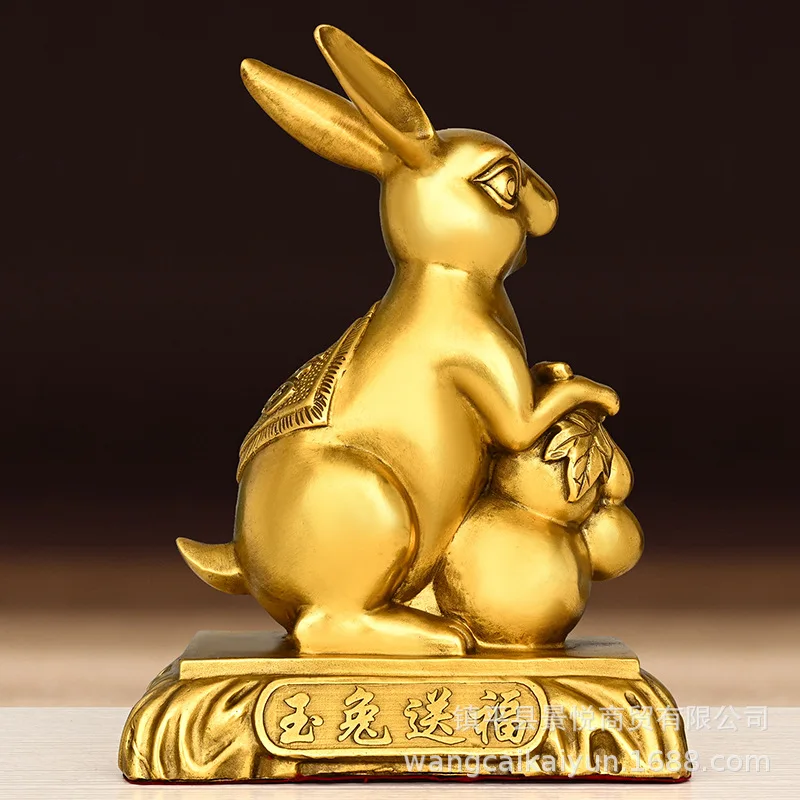 Copper Rabbit Ornament, Pure Copper Double Rabbit, Auspicious Rabbit for Good Fortune, Living Room and Shop Decoration, Zodiac R