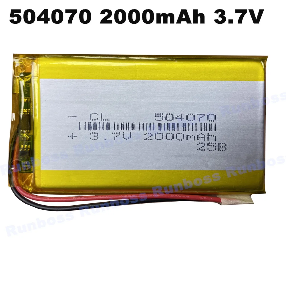 1-10pcs 504070 2000mAh Lithium Polymer Li-Po Rechargeable Battery For Mp3/4/5 Bluetooth Headset GPS Pad Pocket Tablet PC E-books