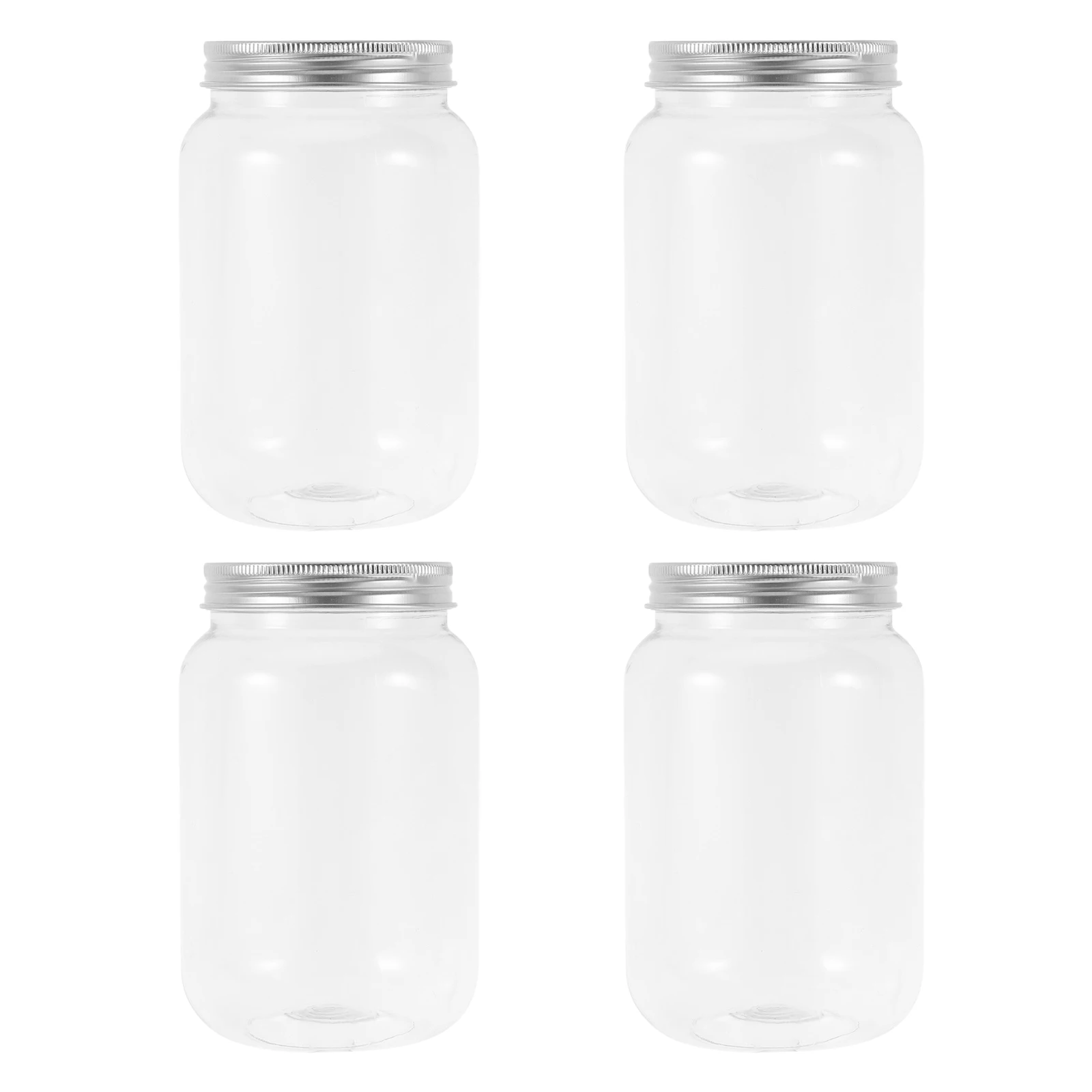 

4pcs Clear Plastic Jars With Lids Airtight Mason Containers For Kitchen Storage Dry Food Candy Snacks Coffee Bean Seasoning Jar