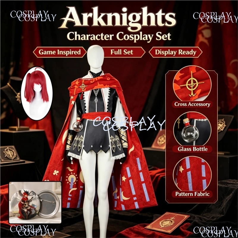 Arknights Exusiai Wings Seeking Song Cosplay Costume Game Cos Outfit With Red Wig Female Suit For Halloween Comic Con Role Play