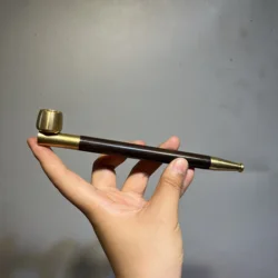 1pc Tobacco Rod Long Tobacco Pipe, Purple Sandalwood Straight Tobacco Pipe Domineering Boys Gift Exquisite Style Double Use