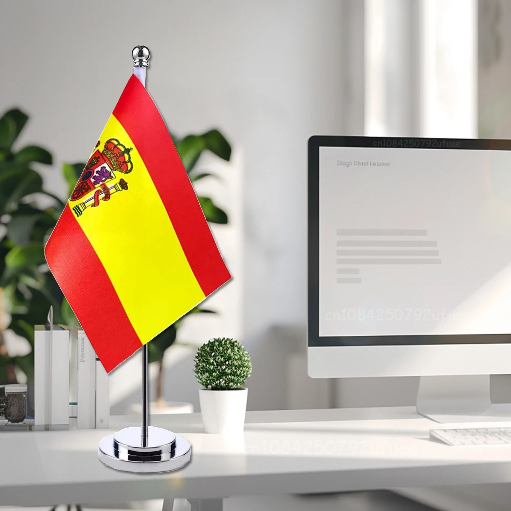 2024 4k Spain Flag Europe Table Flag Office Stand Desk Flag Banner futbol Oscam lines España Flags 12 mois 14x21cm LINES Flag